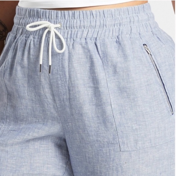 Athleta Cabo Linen Joggers Chambray Blue Size 4 - Picture 4 of 6